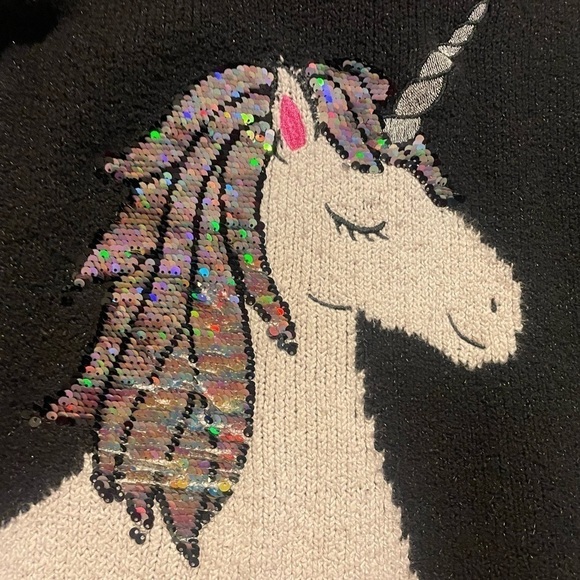 Justice Unicorn Reversible Sequin Black Sweater Girls Size 10 - Picture 3 of 8